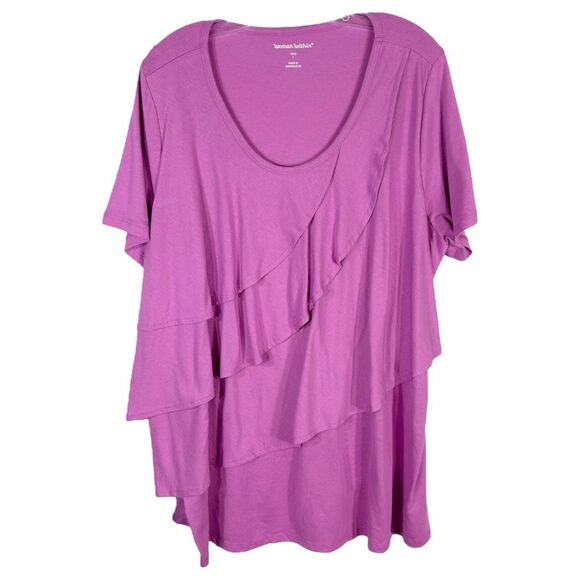 Woman Within Plus Size 18 20 Top Purple Ruffled‎ Layered Short Sleeve Tee 782 - Picture 1 of 8
